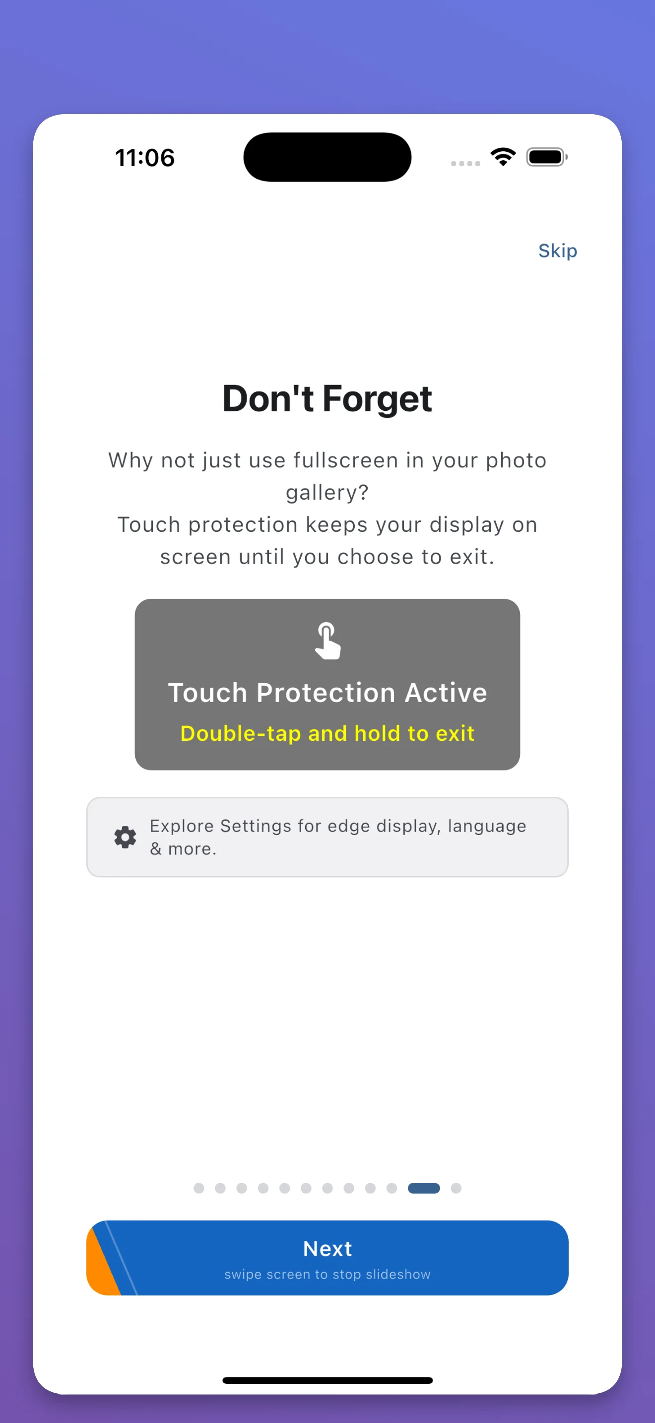 FanScreen touch protection
